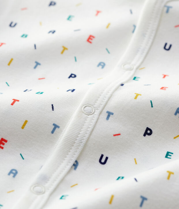 Babies' Multicoloured Letter Patterned Organic Cotton Sleepsuit white/multicolor