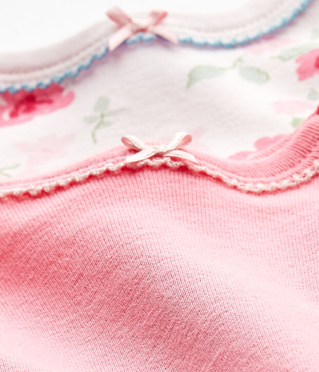 Set of 2 baby girls' short-sleeved bodysuits white