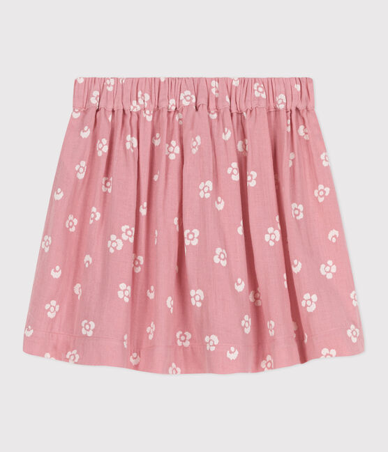 Children's floral cotton skirt CHARME pink/MARSHMALLOW white