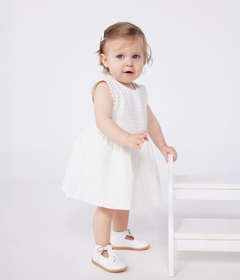 Babies' sleeveless white cotton broderie anglaise dress white
