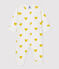 Babies' Footless Yellow Heart Patterned Organic Cotton Sleepsuit MARSHMALLOW white/MULTICO white
