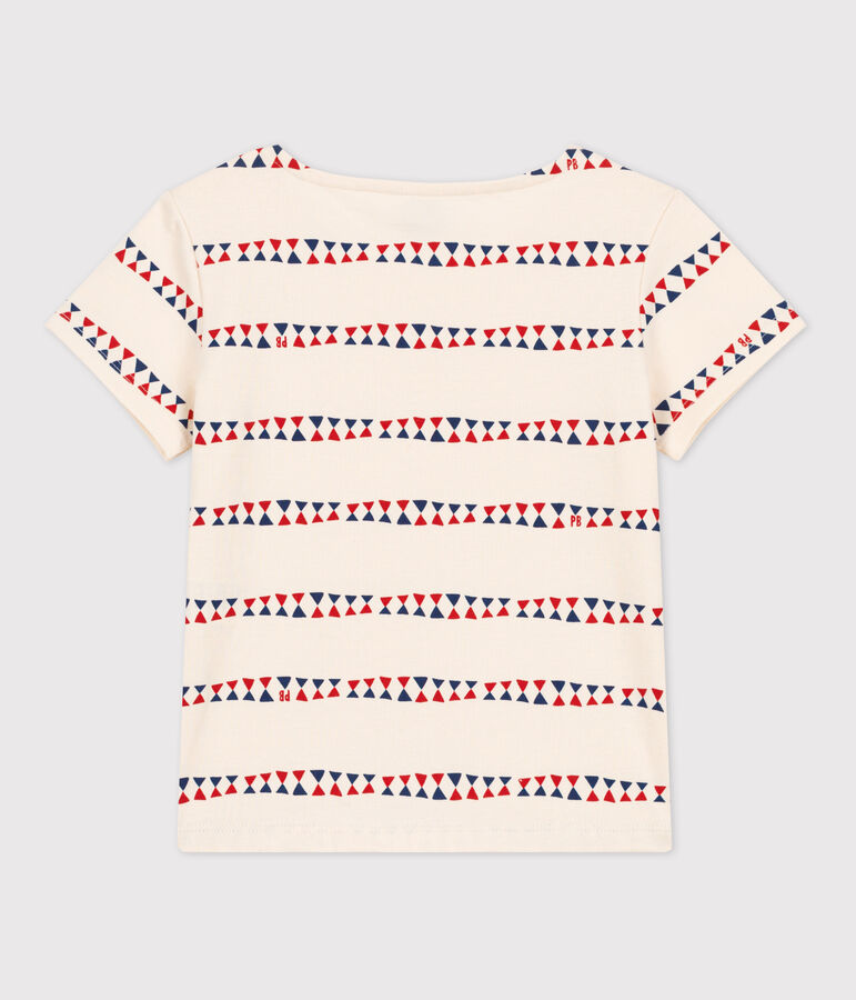 Girls' Short-Sleeved Cotton T-Shirt AVALANCHE white/MULTICO