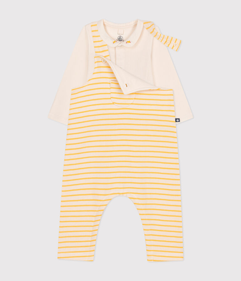Babies' dungarees and cotton bodysuit set AVALANCHE yellow/DAISY white