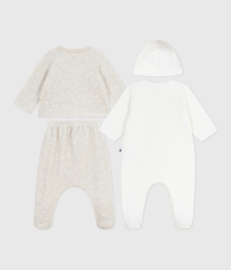 Babies' plain velour gift set multicolor