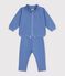 Babies' sweatshirt and trousers set in plain cotton blue