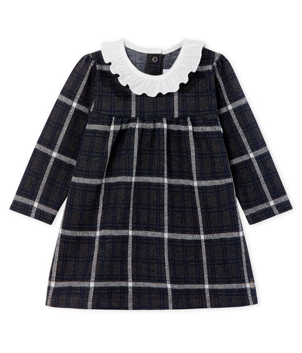 Baby Girls' Long-Sleeved Checked Dress grey/multicolor