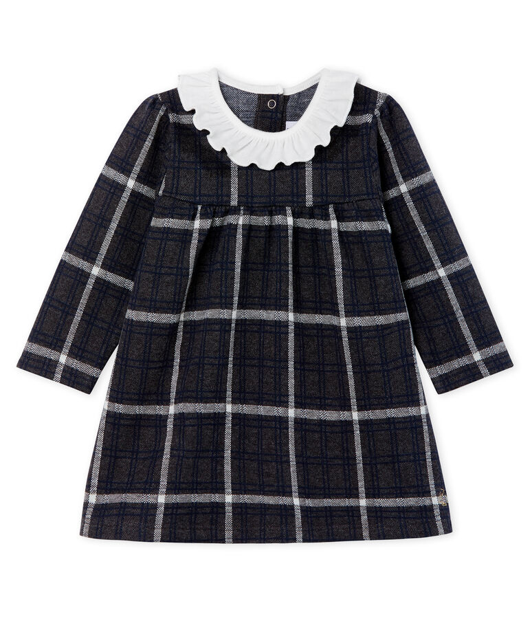 Baby Girls' Long-Sleeved Checked Dress CITY black/MULTICO CN white