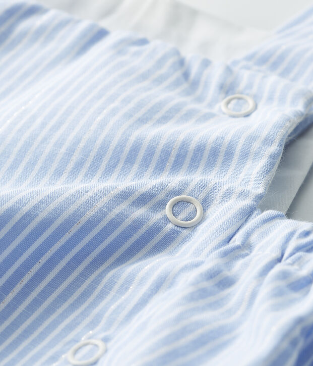 Unisex Baby's Striped Poplin Playsuit white/multicolor