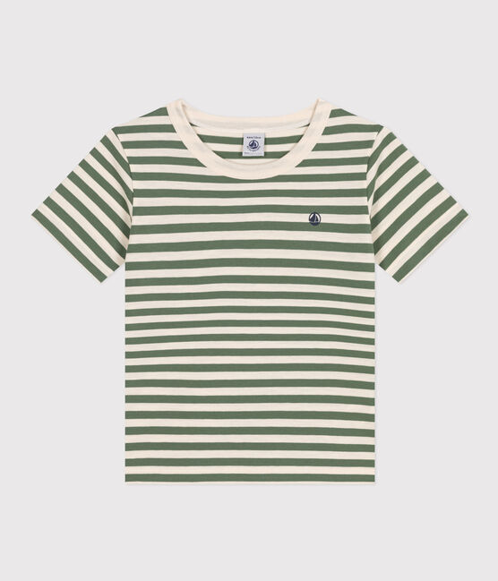 Boys' Stripy Lightweight Jersey T-shirt CROCO green/AVALANCHE