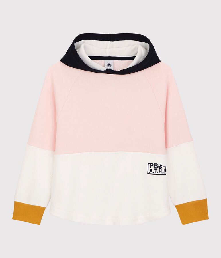 Girls' Fleece Hoodie MINOIS pink/MARSHMALLOW white