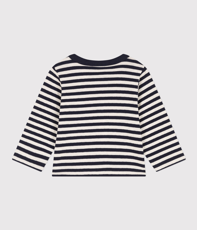 Babies' Stripy Tube Knit Cardigan SMOKING blue/AVALANCHE