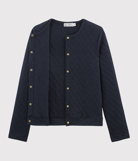 Women's Quilted Tube Knit Cardigan SMOKING blue