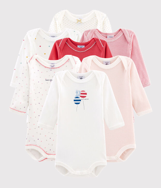 Baby girls' surprise set of long-sleeved bodysuits - 7-pack multicolor