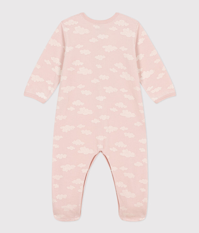 Babies' Cloud Patterned Velour Pyjamas pink/white