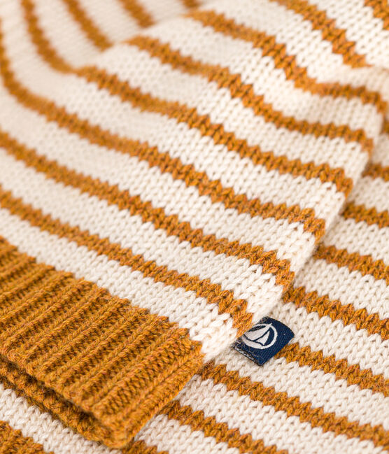 Babies' jumper in a wool and cotton knit ECUREUIL /AVALANCHE