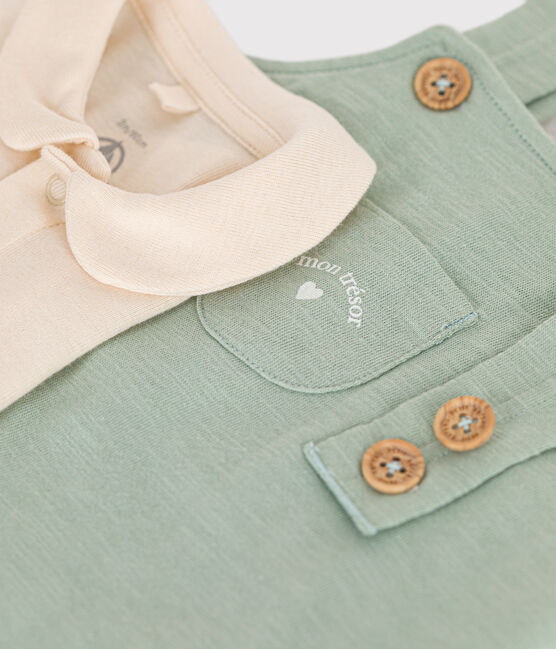 Babies' Slub Jersey Dungaree Set HERBIER green