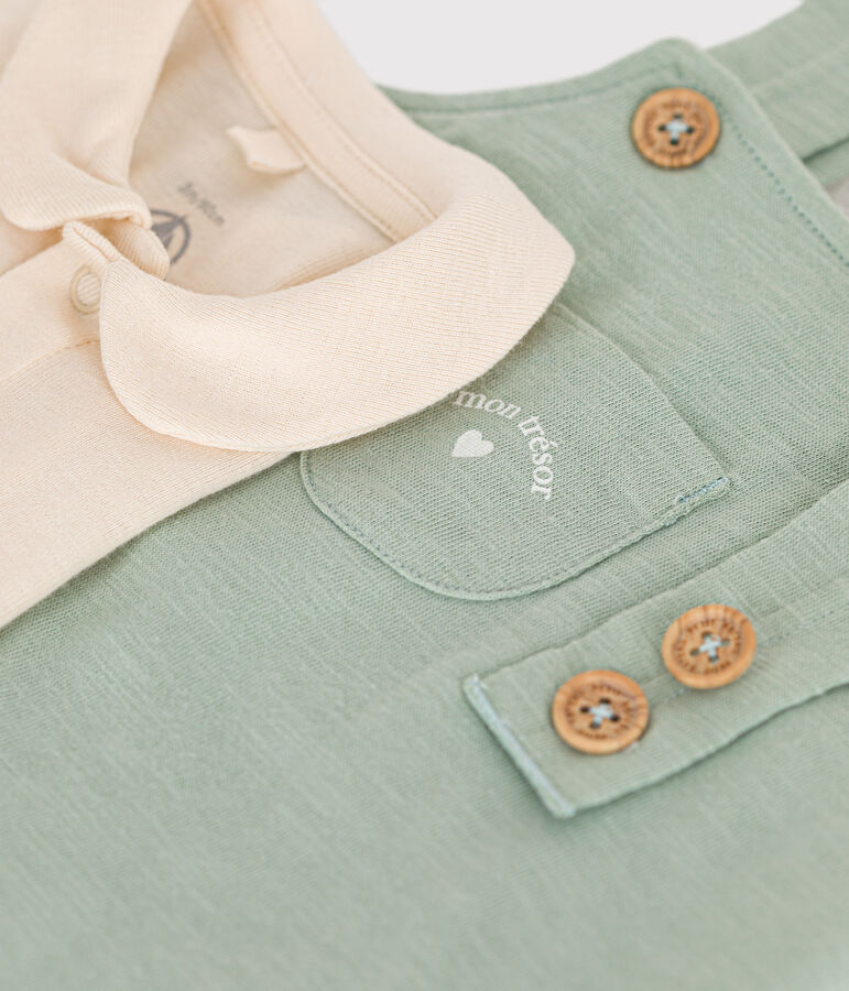 Babies' Slub Jersey Dungaree Set green