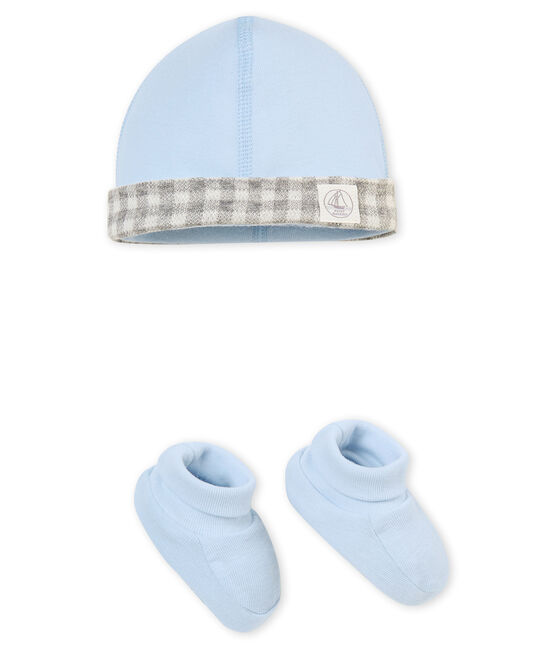 Baby boy's hat and booties set FRAICHEUR blue