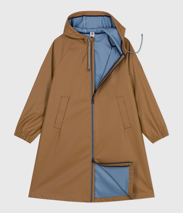 Women's long raincoat in two colours brown