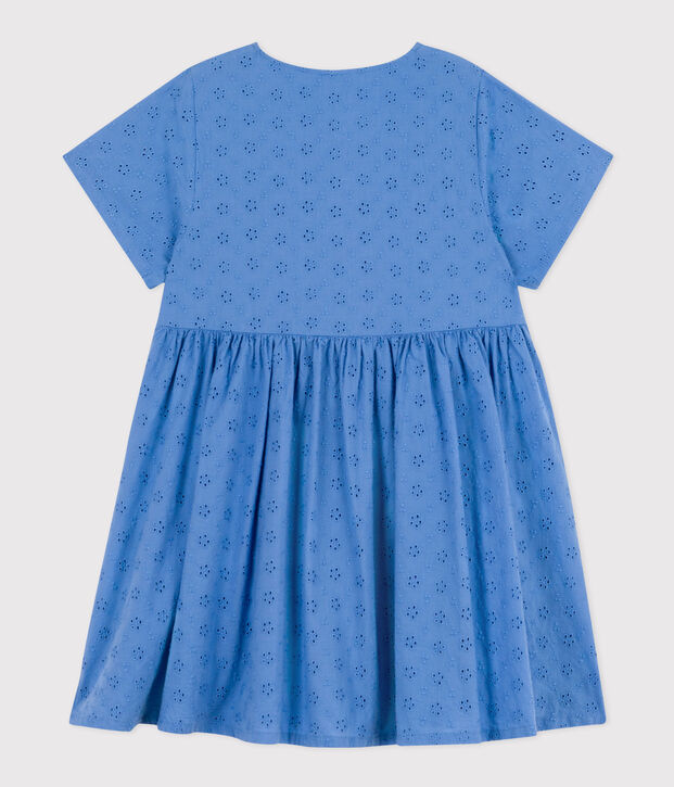 Girls' Short-sleeved English embroidery Dress blue
