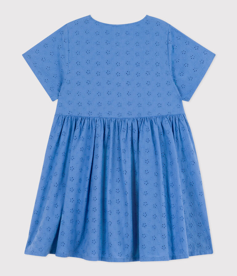 Girls' Short-sleeved English embroidery Dress blue