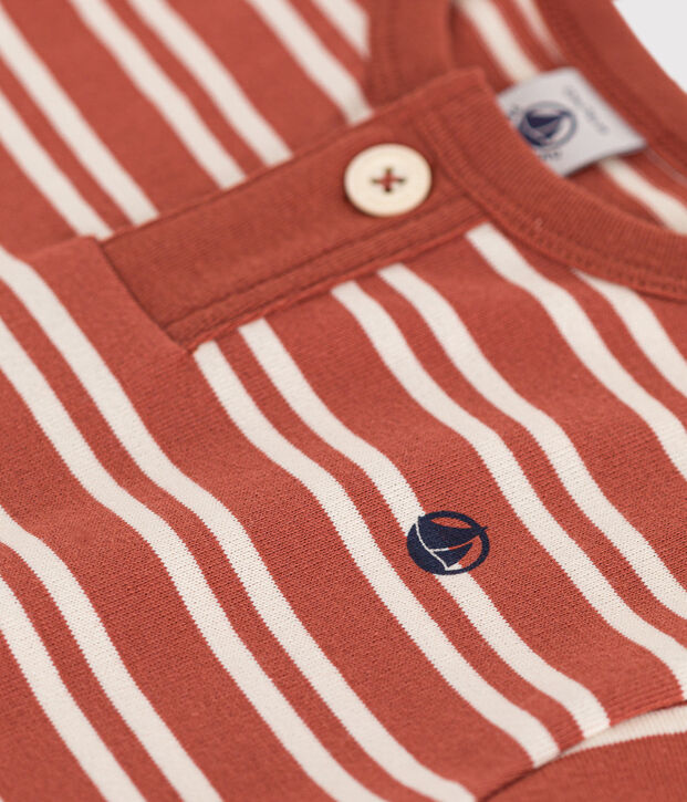 Babies' Short-Sleeved Jersey T-Shirt brown/ecru