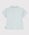 Babies' short-sleeved patterned openwork cotton polo shirt blue
