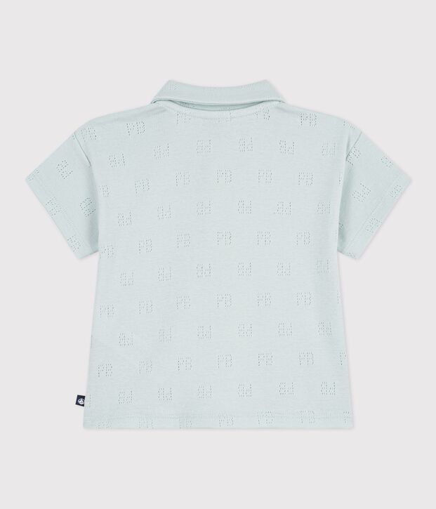 Babies' short-sleeved patterned openwork cotton polo shirt SPRAY