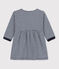 Babies' Long-Sleeved Tube-Knit Pinstriped Dress MEDIEVAL blue/MONTELIMAR