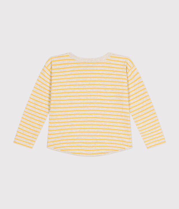 Boys' long-sleeved tube knit T-shirt beige/yellow