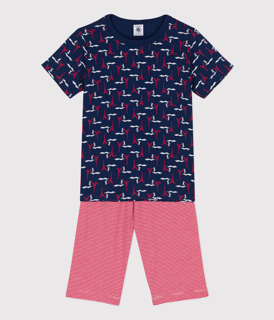 Boys' Paris Cotton Short Pyjamas MEDIEVAL blue/MULTICO white