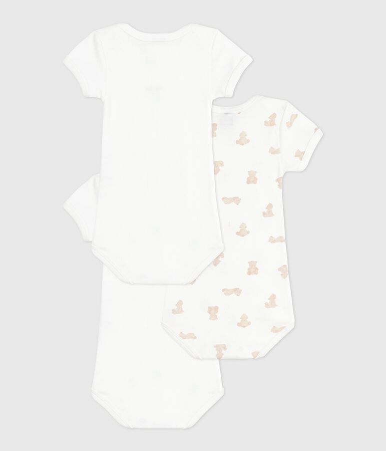 Pack of babies' short-sleeved bear-print cotton bodies multicolor