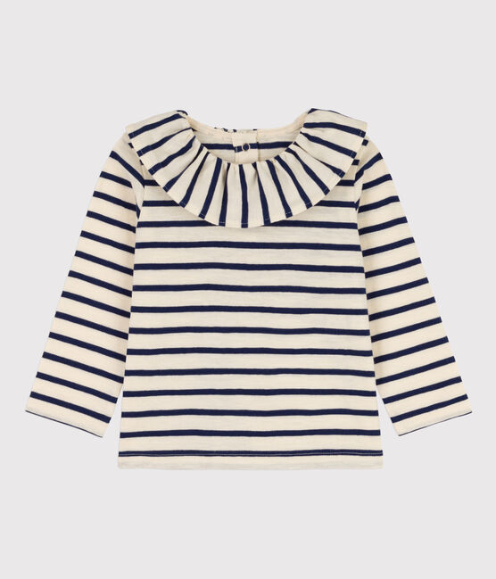 Babies' Light Jersey Long-Sleeved Blouse AVALANCHE white/MEDIEVAL