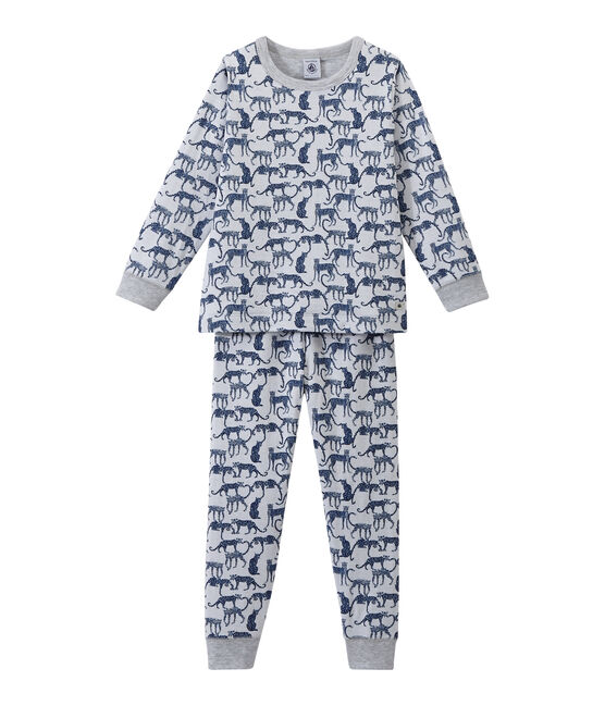 Boy's print double knit pyjamas ECUME white/MULTICO white
