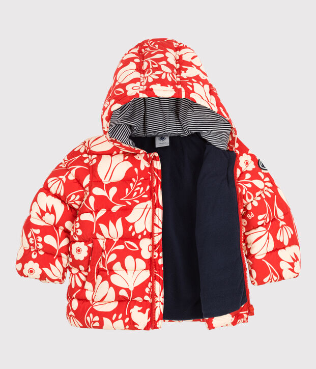Babies' Recycled Patterned Parka orange/ecru