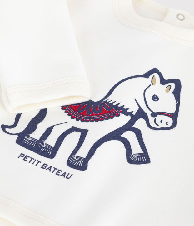 Baby sweatshirt in soft and warm cotton Ecru/multicolor