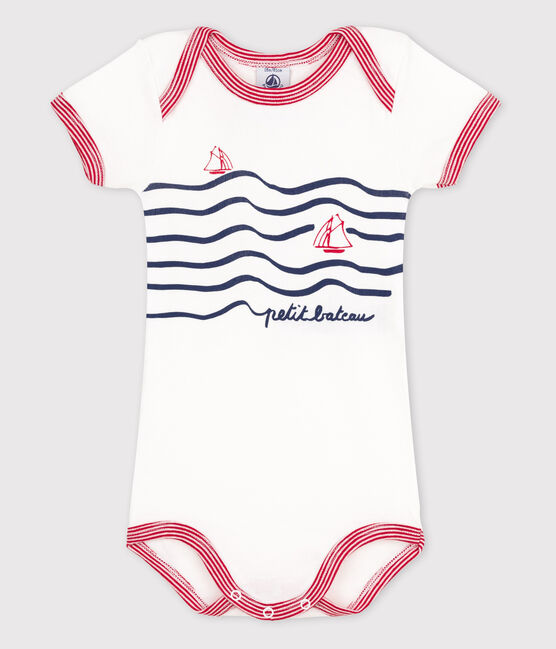 Baby Girls' Short-Sleeved Bodysuit ECUME white/TERKUIT red