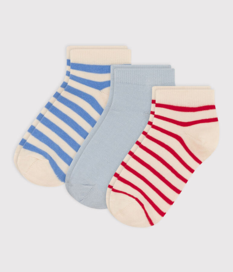 Children's Cotton Jersey Striped Socks - Pack of 3 multicolor