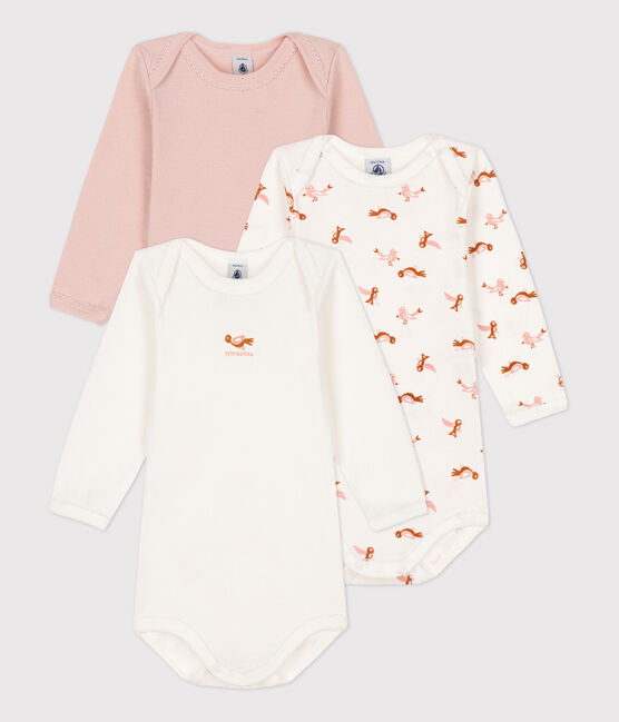 Babies' Bird Print Long-Sleeved Cotton Bodysuits - 3-Pack variante 1