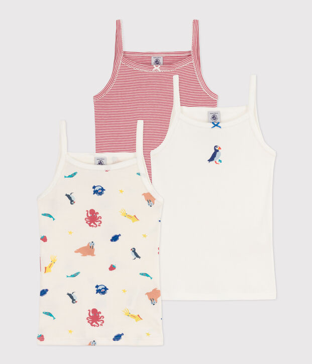 Girls' Cotton Strappy Vests - 3-Pack multicolor