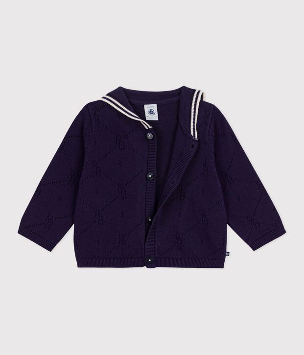 Babies' openwork cotton cardigan with a sailor collar SOIR
