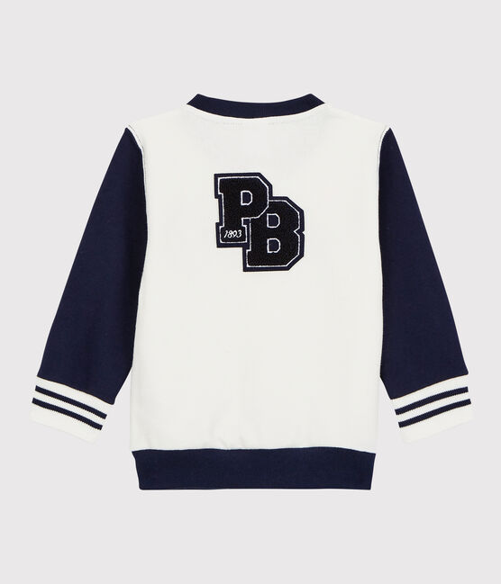 Baby Boys' Fleece Dual-Tone Baseball Jacket MARSHMALLOW white/SMOKING blue