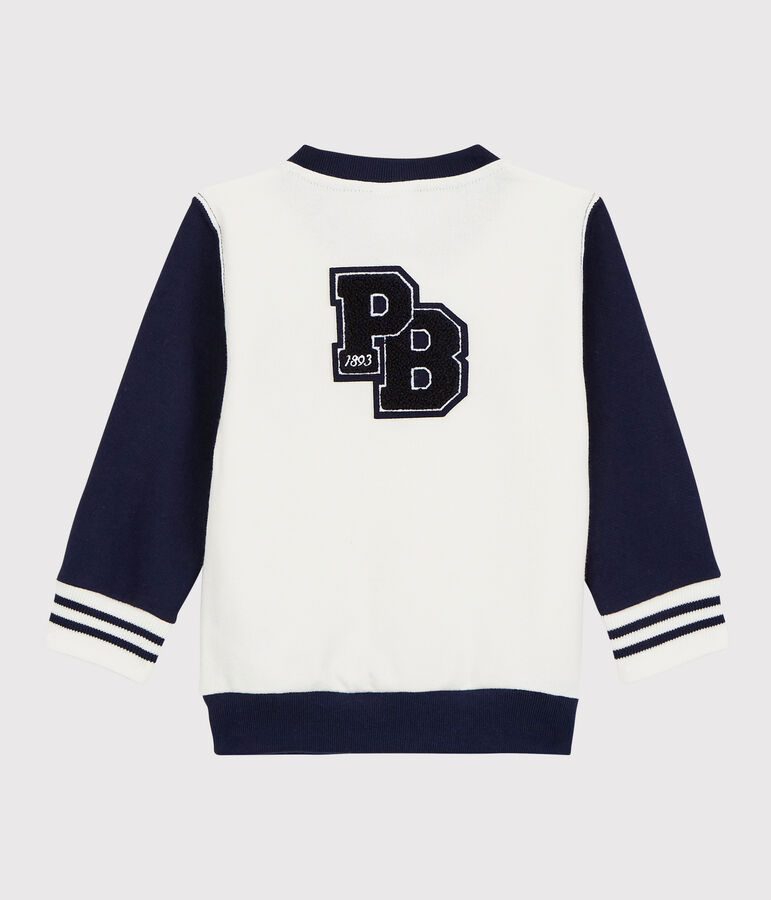 Baby Boys' Fleece Dual-Tone Baseball Jacket white/blue