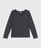 Women's Straight long-sleeved scoop neck T-shirt in slub jersey. SMOKING /MONTELIMAR
