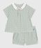 Babies' two-piece cotton gingham blouse and shorts set PAUL blue/MARSHMALLOW white