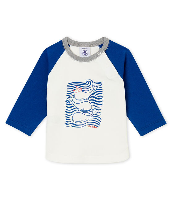 Baby boy's T-shirt MARSHMALLOW white/LIMOGES blue