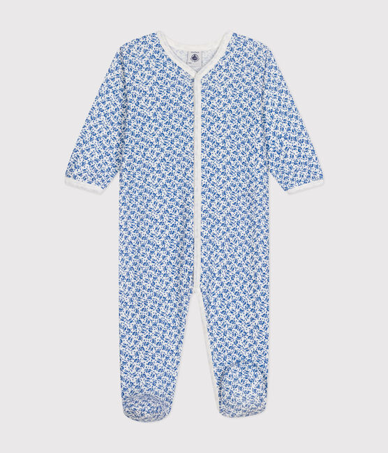 Babies' Floral Print Cotton Pyjamas MARSHMALLOW blue/INCOGNITO