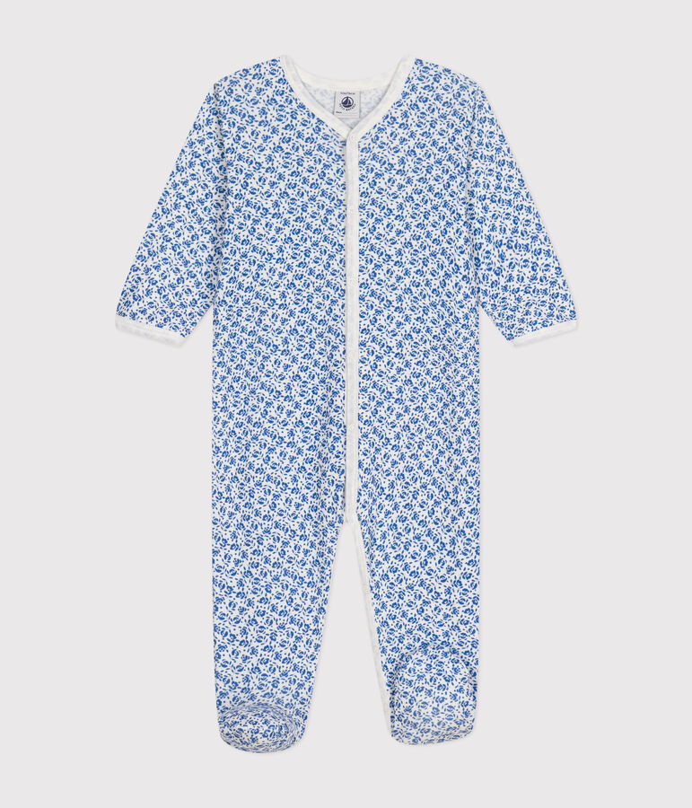 Babies' Floral Print Cotton Pyjamas white/blue