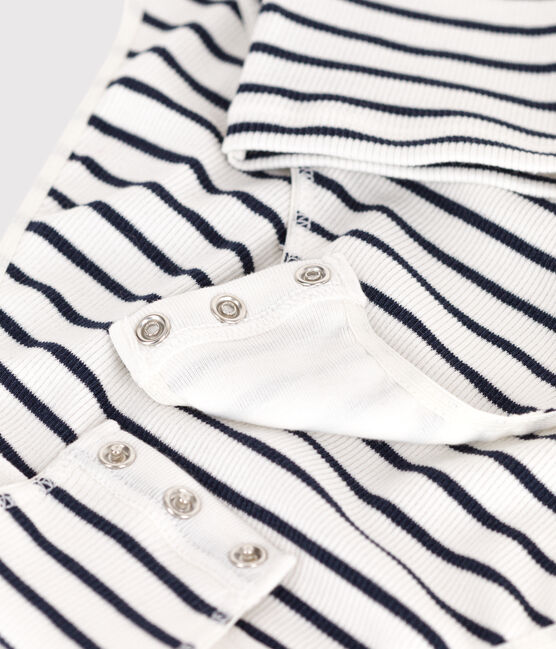 Women's striped cotton and elastane body MARSHMALLOW white/SMOKING blue