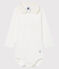 Baby Boys' Long-Sleeved Polo Shirt with Collar MARSHMALLOW white